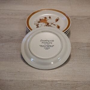 Autumn Song Dinner Plates - Brown and White